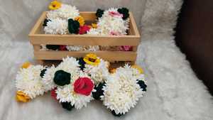 Artificial Flower Hand <b>Band</b> / Wrist <b>Band</b> for Indian & Pakistani Haldi Sangeet and Wedding, Women Plastic Jasmine <b>Hair</b> Gajra - Product Image 3