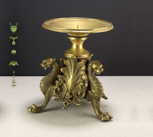 Handcrafted Brass Candle Holder Decorative <b>Lantern</b> Style Stand for Christmas and Festive Holiday Decorations - Product Image 2