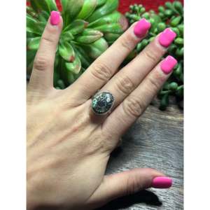 Navajo Handmade <b>Turquoise</b> Sterling Silver Statement <b>Ring</b> Size 7 - Product Image 2