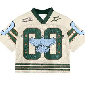 2025 personalizado malla fútbol americano Jersey gráfico Vintage de gran tamaño Boxy corte forma hombres tela transpirable American Jersey - Product Image 3