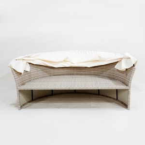 Comehome PE <b>Rattan</b> <b>Daybed</b> With Sunshade <b>Outdoor</b> Patio Garden Furniture Comfortable - Product Image 3