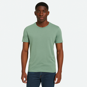 เสื้อยืดคอกลมแขนสั้นสำหรับผู้ชาย, เสื้อยืดคอกลมแขนสั้นผ้าฝ้ายถักเข้ารูป230gsm ธรรมดาใส่ได้ทุกวัน - Product Image 1