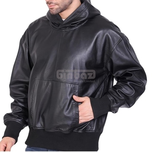 Blouson Bomber Homme Brodé en Cuir Synthétique Uni, Coupe Oversize, à Capuche, Style Décontracté Streetwear, Vêtement d'Extérieur Hiver - Product Image 6