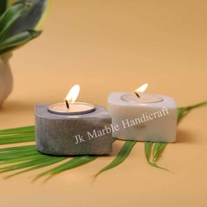 Luxury Natural Marble <b>T</b>-<b>light</b> Short Candlestick Unique Design in Vivid Colors for Home Office Table Decor for Diwali Festivities - Product Image 1