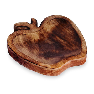 Fabriqué à la main en forme de pomme en bois d'acacia grand bol en bois bol de service pour salades de fruits Table à manger décor ustensiles de cuisine assiette vente - Product Image 6