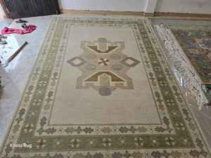 Alfombras de lana hechas a mano Rosa verde 10x14 coloridas 8x10 tamaños para sala de estar tejidas a mano Oushak persa textil para el hogar de alta venta - Product Image 2