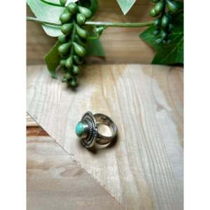 Tillie John Sonoran Gold & Sterling <b>Silver</b> <b>Statement</b> <b>Ring</b> Bezel Set Turquoise with Ov Cut Size 7.25 Boho Style for Everyday Wear - Product Image 4