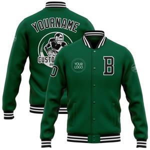 Personalizado Kelly Verde Negro-blanco bombardero Full-Snap Varsity Letterman chaqueta cortavientos Streetwear vintage hombres Varsity chaqueta - Product Image 1