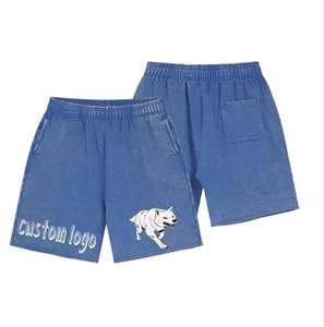 Fashion Plain Logo Thick Drawstring Unisex Women Terry Cotton Summer Sweat Manufacturer <b>Men</b> Streetwear Acid Wash Custom <b>Shorts</b> - Product Image 1