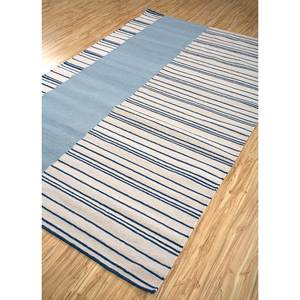 พรมขนสัตว์ทอมือสีน้ำเงิน Indusbar ADWL-19 ลายทางสี่เหลี่ยมผืนผ้า ขนาด 9x12 ฟุต สำหรับห้องนั่งเล่น ห้องโถง ทางเข้าบ้าน ของใหม่ - Product Image 2