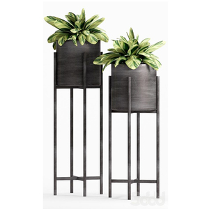 Hot Selling Stylish Minimalist Black Metal <b>Planter</b> <b>Large</b> Indoor/Outdoor Stand PE Coating Custom Home Garden Decor Flower Pot - Product Image 1