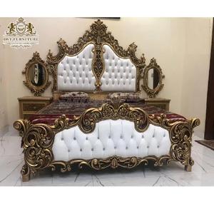 เตียงขนาดคิงไซส์ดีไซน์หรูหราสไตล์โมเดิร์นแกะสลักด้วยมือและโบราณชุดห้องนอนทำจากไม้สักคุณภาพพรีเมียม - Product Image 1