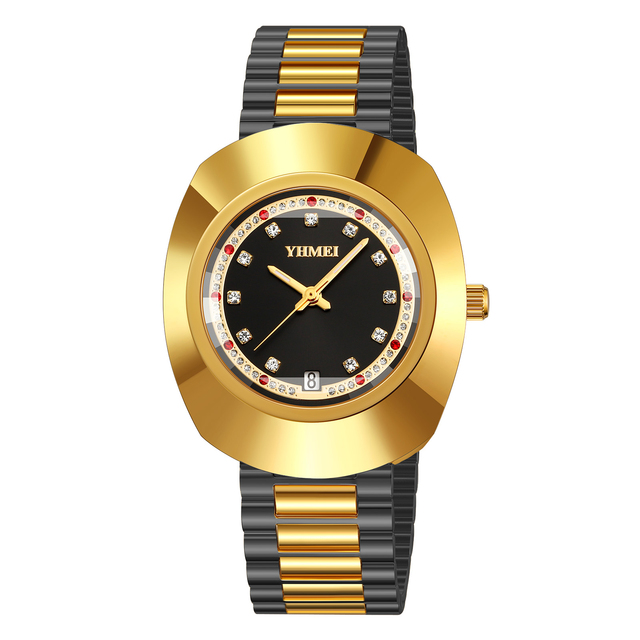 Wholesale Custom Watch Gold Steel Bracelet Waterproof Luminous Dial Diamond Accents Imported Movement OEM Logo Service