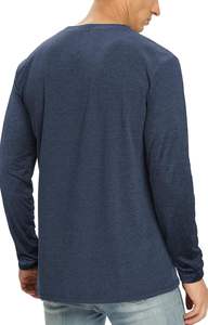 Camisetas azules de manga larga B2B para hombre de calidad superior Jersey de algodón y poliéster de secado rápido y ajuste elegante para adultos - Product Image 3