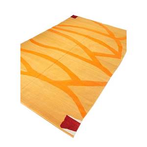 พรมขนสัตว์ทอมือลายเรียบแบบ Nayaab Gold ขนาด 9x12 ฟุต ลายเรขาคณิต พรมปูพื้นทรงสี่เหลี่ยมผืนผ้าสำหรับบ้าน ข้างเตียง ทางเดิน - Product Image 2