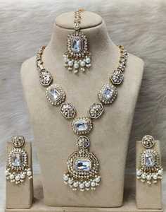 New Arrival Unique Kundan Stone With Pearl Brass <b>Necklace</b> for Ethnic Party Wear for Wedding Engagement and Anniversary - Product Image 4