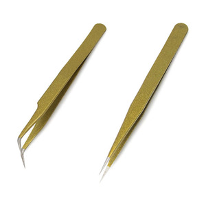 Nouvelles pinces à épiler courbées et droites antistatiques en acier inoxydable pour faux cils, outils de maquillage, outils de manucure et de nail art - Product Image 1