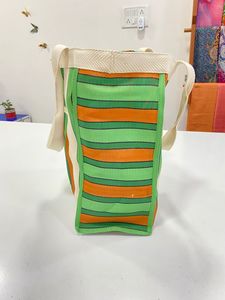 ถุงผ้าไนลอนแบบใช้ซ้ำได้เป็นมิตรกับสิ่งแวดล้อมถุงช้อปปิ้งพร้อมซิป rpet ทอมือกระเป๋าพลาสติกรีไซเคิลลายทางผลิตในอินเดีย - Product Image 4