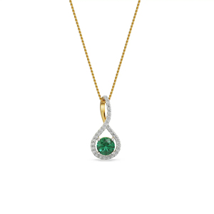 Luxury <b>Emerald</b> Green <b>Pendant</b> Necklace with Cubic Zirconia | Gold Plated Teardrop Necklace for Women Bridal Jewelry - Product Image 1