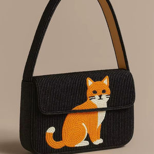 กระเป๋าคลัทช์สะพายข้างลายเสือดาวประดับลูกปัดสีแดง รุ่น Wild Kisses คุณภาพพรีเมียม เหมาะสำหรับงานปาร์ตี้ สไตล์ลำลอง ทำด้วยมือ ทรงซองจดหมาย สำหรับผู้หญิง - Product Image 1