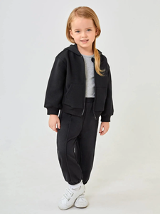 Ensemble deux pièces personnalisé pour adultes, sweat à capuche et pantalon zippés, en polaire doux, tenue décontractée unisexe - Product Image 5