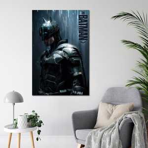Affiche de Batman de Robert Pattinson, design Downpour sur toile pour décoration murale, cadre noir - Product Image 2