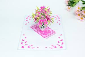 Personalización ecológica Tarjeta de regalo Ramo de flores Forma de flor y árbol Hecho a mano Pop Up Tarjeta de felicitación 3D artesanía - Product Image 5