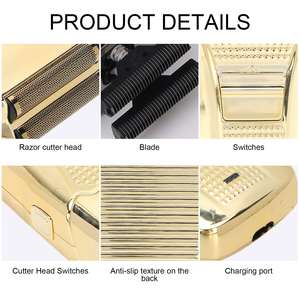 Afeitadora Eléctrica Portátil Recargable por USB para Hombre, Mini Recortadora de Barba Dorada, Máquina de Afeitar para Uso en Casa y Autocaravana - Product Image 2