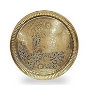 Assiette de prière en laiton poli à motif floral, style nautique, pour le Diwali, les rituels hindous et les temples indiens, modèle de décoration intérieure, cadeau Calvin