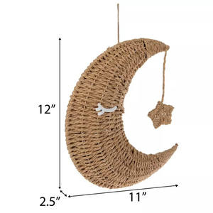 Vente en gros accrocheur tissé jonc de mer lune et étoile décoration murale pour chambre d'enfant articles adorables avec des matériaux écologiques - Product Image 6