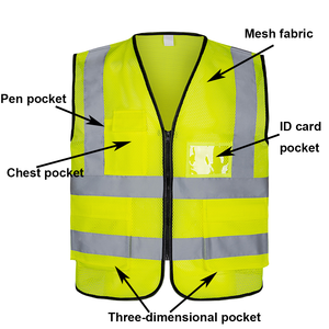 Venta al por mayor ropa de trabajo personalizada Chaleco de seguridad industrial de alta visibilidad reflectante multi bolsillo malla ligero cómodo chaleco - Product Image 2
