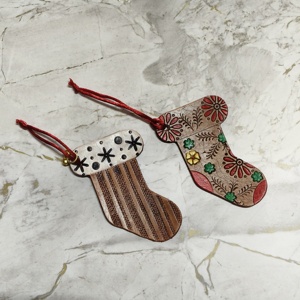 Adorno Navideño de Cuero Auténtico Hecho a Mano, Decoración Colgante de Árbol de Navidad PARA EL Hogar Inteligente - Product Image 2