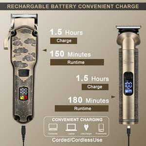 Kit de toilettage sans fil étanche à lame en T pour hommes, tondeuse à barbe et tondeuse à cheveux, ensemble de tondeuses pour le corps et le nez - Product Image 4