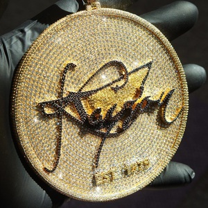 4Ct Round Cut Real Moissanite Allah Pendentif à breloque pour homme plaqué or blanc 14K - Product Image 1