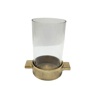 Bougeoir fini or avec support en métal pour la maison, la fête de mariage, Noël, Pâques, centre de table, bougie décorative Hurricane - Product Image 1