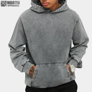 Sweat-shirts d'hiver en coton lourd délavé, sans cordon, logo personnalisé, lavage à l'acide numérique, sweat-shirt surdimensionné de luxe, blanc délavé - Product Image 1