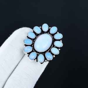 Milky Opal Ring Handmade 925 Sterling Silver Rhodium Plated Luxury Natural Silver Jewelry <b>Gift</b> for Her Valentine's Day - Product Image 6