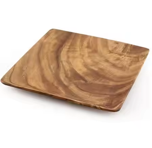 Assiette de service carrée en bois fait à la main en acacia polonais collations en bois assiettes alimentaires pour la maison Restaurant dîner Ware par glowin fashion - Product Image 5
