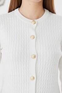 เสื้อคาร์ดิแกนแขนสั้นผู้หญิง ดีไซน์หรูหรา สวมใส่สบาย ระบายอากาศได้ดี ผ้าถักลายริบ ทรงเข้ารูป ติดกระดุม  เสื้อถักสำหรับฤดูร้อน  ทันสมัยสำหรับสุภาพสตรี - Product Image 5