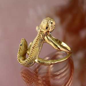 Anillo de Lagarto con Diseño Moderno, Anillos Boho de Latón para Mujer, Chapado en Oro de 18k, Anillo Abierto con Textura de Animal Gótico para Venta al por Mayor/OEM/ODM - Product Image 3