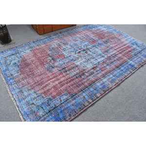 Alfombra Turca Grande, Alfombra Vintage de 5.5x8.8 pies, Alfombra de Lana Azul - Product Image 1