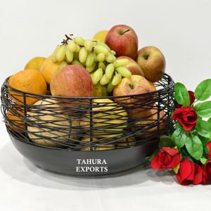 À la mode noir élégant filaire corbeille de fruits creux Table Durable décoratif gracieux moderne porte-fruits spacieux panier de fruits Cage - Product Image 5