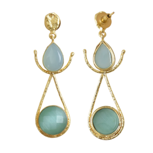 Pendientes Colgantes de Latón de Moda, Exportación de Piedras Semipreciosas Naturales, Latón Chapado en Rodio, Estilo Moderno, Listos para Enviar - Product Image 2