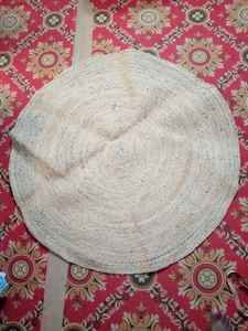 Alfombra Redonda Hecha a Mano 100% Algodón con Patrón Geométrico, Anudada a Mano, Resistente a las Manchas y Antideslizante para Decoración del Hogar y Dormitorio - Product Image 5