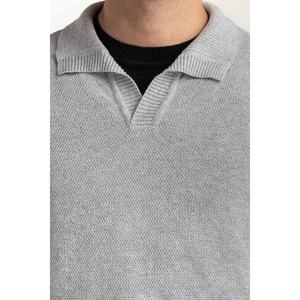 Patrón Sólido para Suéter Polo Tejido MN-PSW-WS24-008 Técnica de Teñido Liso - Product Image 3