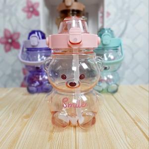 Botella de Agua Infantil con Pajita, Diseño de Oso Transparente y Adorable, Botella Portátil a Prueba de Fugas para la Escuela y Actividades al Aire Libre - Product Image 5