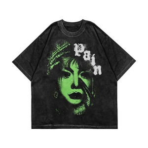 Camiseta de Algodón 100% Antiarrugas, Corte Regular, Estilo Hip Hop Urbano, Alta Calidad, Lavado Ácido Vintage, Impresión Digital DTF, Venta al Por Mayor - Product Image 3