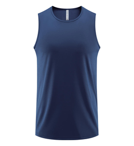 Men's <b>Navy</b> Blue Sleeveless Tank <b>Top</b> O-Neck Quick Dry Knitted Casual Vest for Workout Gym Daily Wear - Product Image 5