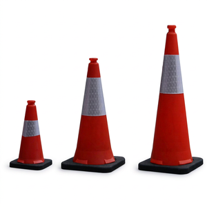36 Inch PE Traffic Cone with Weighted Rubber Base Highway Safety Road Warning Equipment - Product Image 1