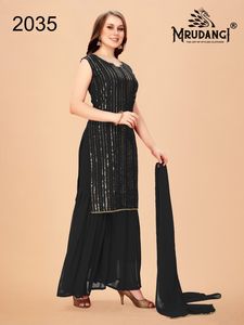 Ensembles de mariage en coton rayonne Kurta Sharara Palazzo pour dames et filles, dernière mode, vente en gros Kurti Gharara, hauts courts - Product Image 2